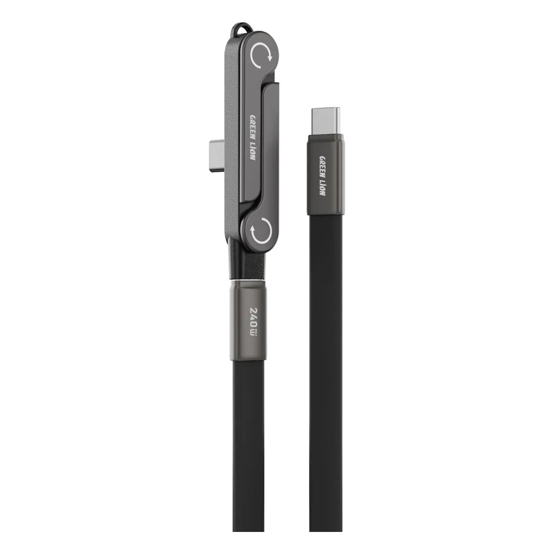 Green Lion 2 in 1 USB C Holder Cable with Foldable Design Black