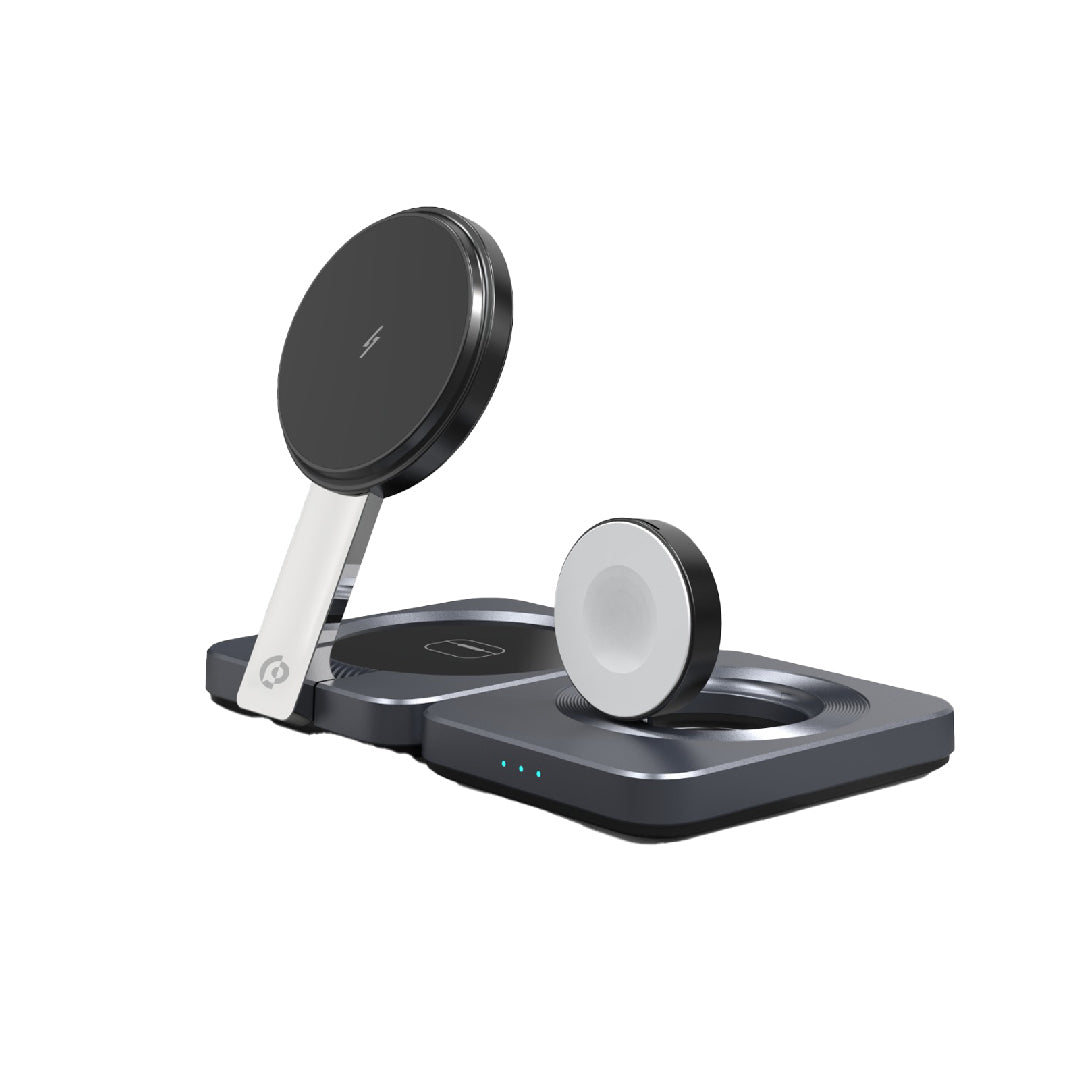 Powerology Qi2 15w MagSafe Iph15 Multi Device Charging Stand Black