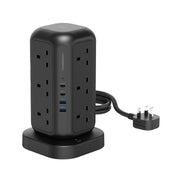 Powerology 12 AC Sockets Gan Tower Hub Black
