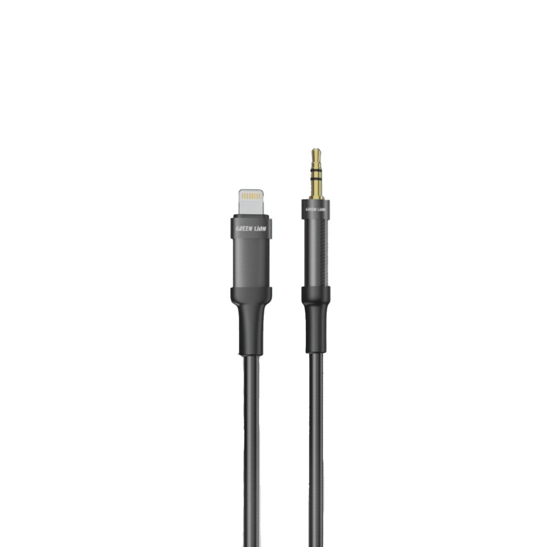 Green Lion Lightning to Aux Braided Cable 1m Black