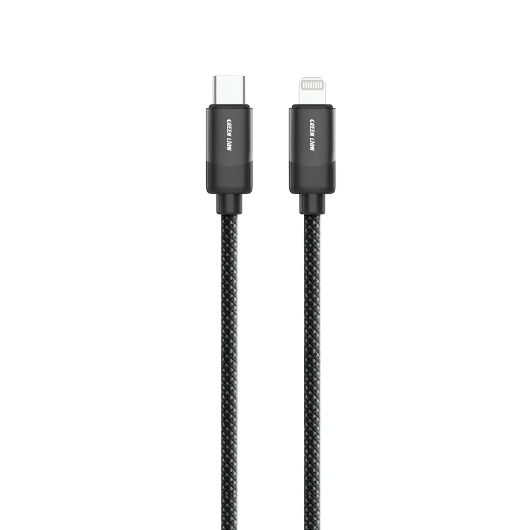 Green Lion USB C to Lightning Braided Cable 1m 27w Black