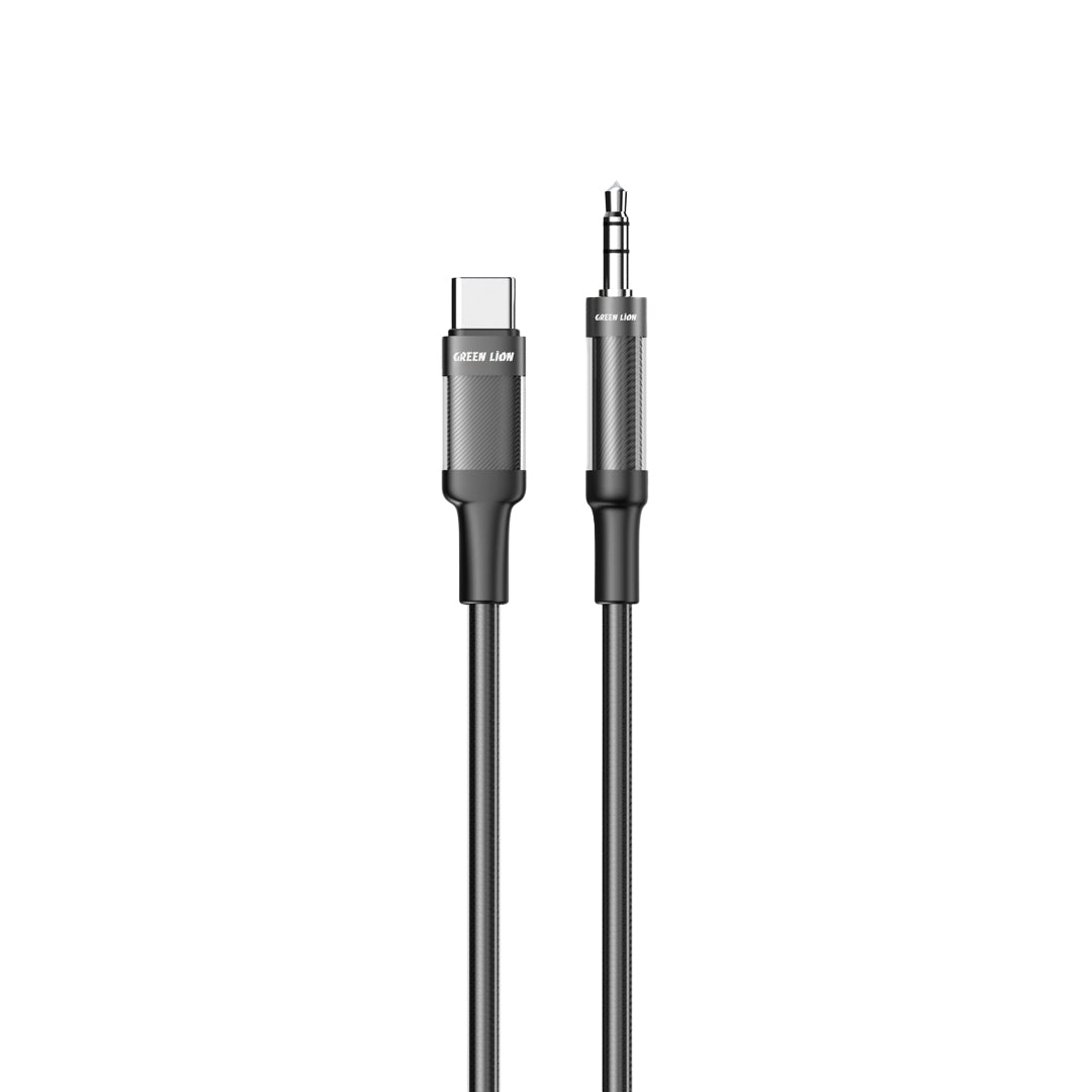 Green Lion USB C to Aux Braided Cable 1m Black