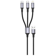 Green Lion 3 in 1 USB A Cable with 2 USB C Lightning Black