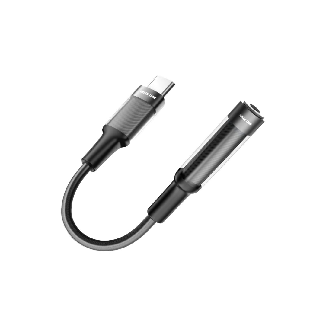 Green Lion Earphone Adapter USB C to 3 5 Aux 12cm Black