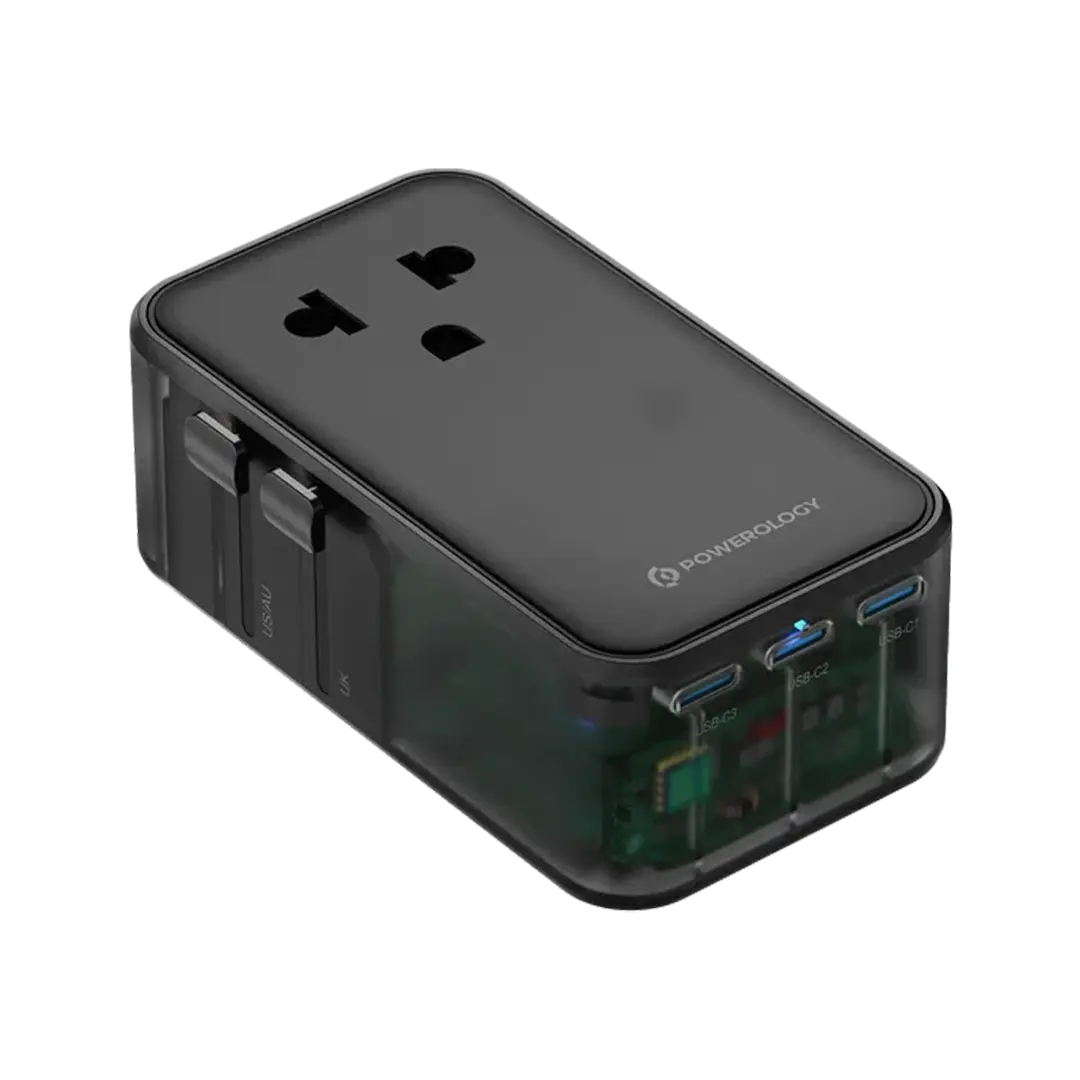 Powerology Marco Polo Ultra Slim Gan Iii Travel Adapter Black