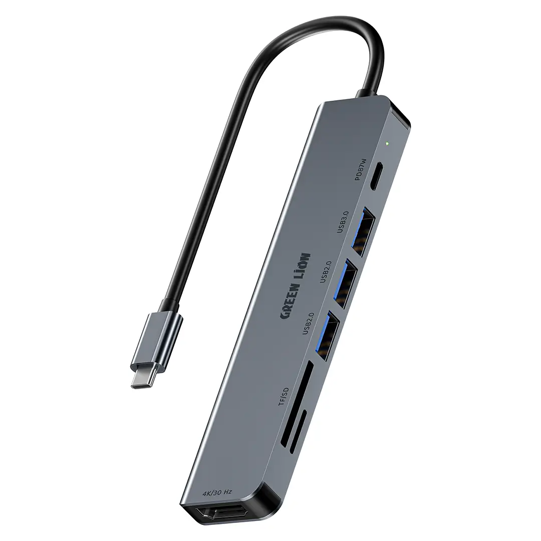 Green Lion 7 in 1 USB C Hub Gray