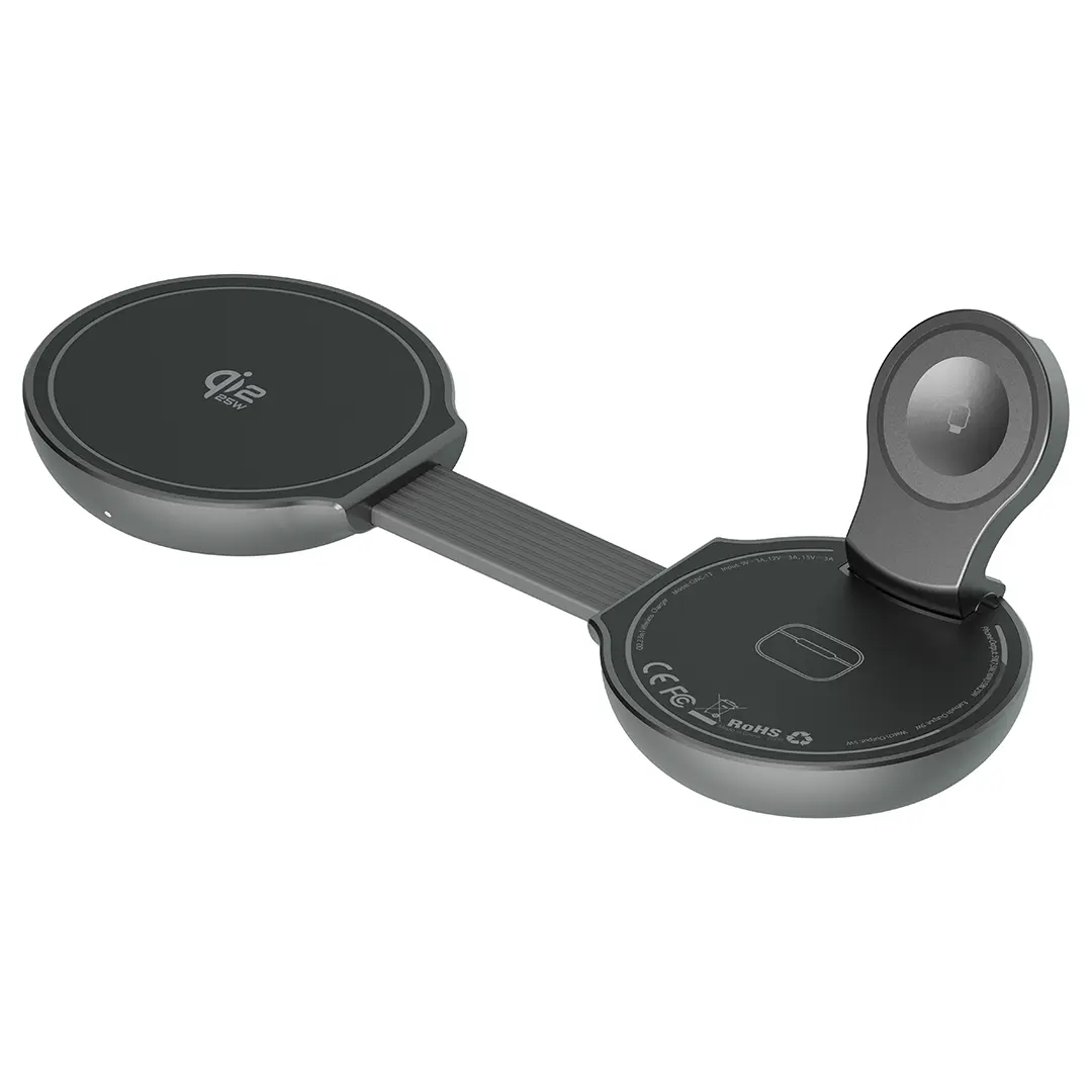 Green Lion Qi2 2 Tri Charge Wireless Charger Gray