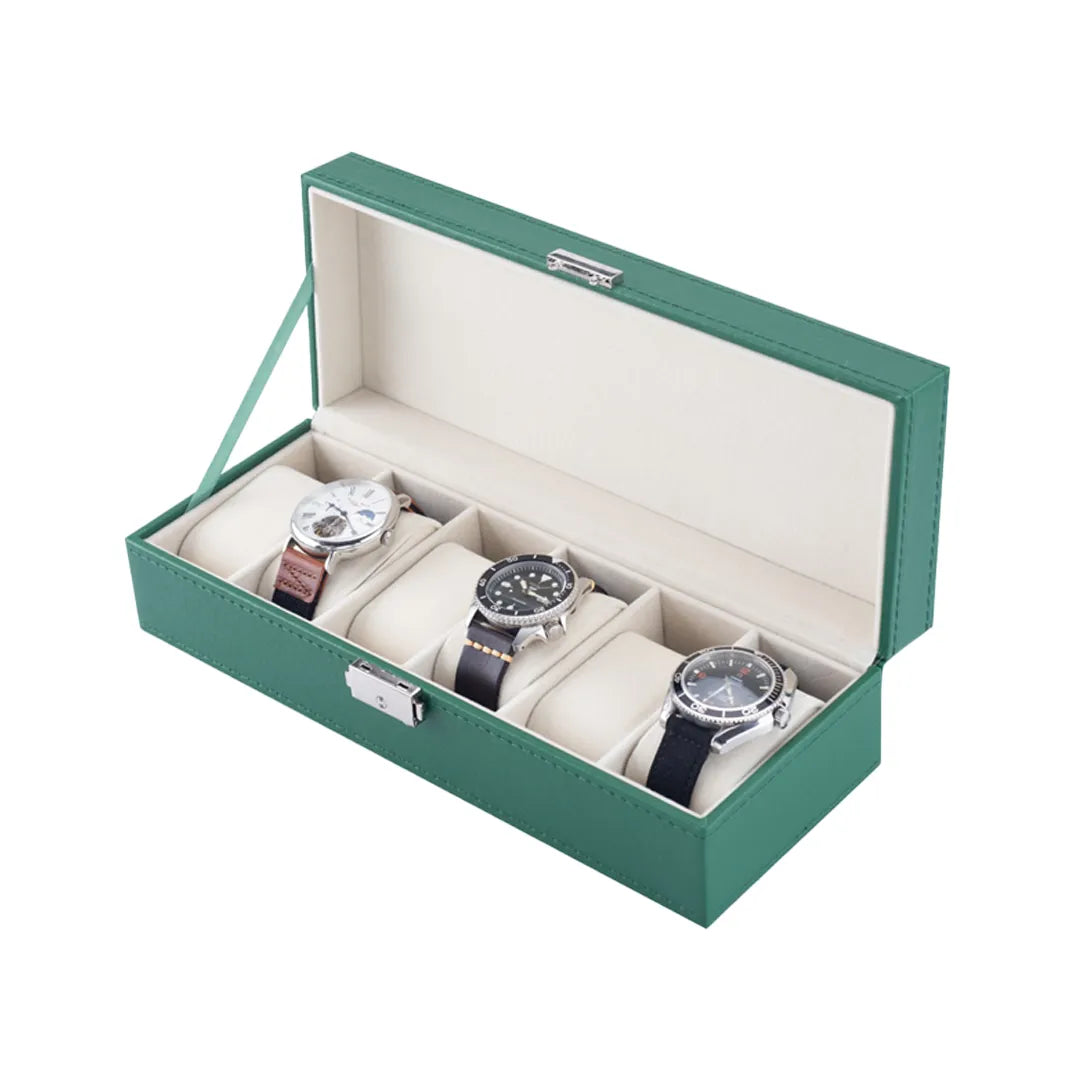 Green Lion Elegant Watch Box 6 Slots Green Normal with Glass