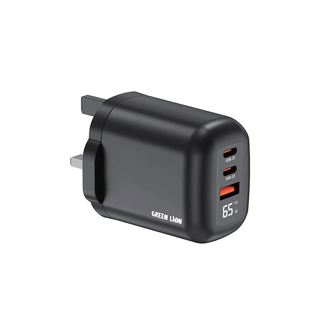 Green Lion Q Series Uk Plug 2 USB C USB A Charger Black