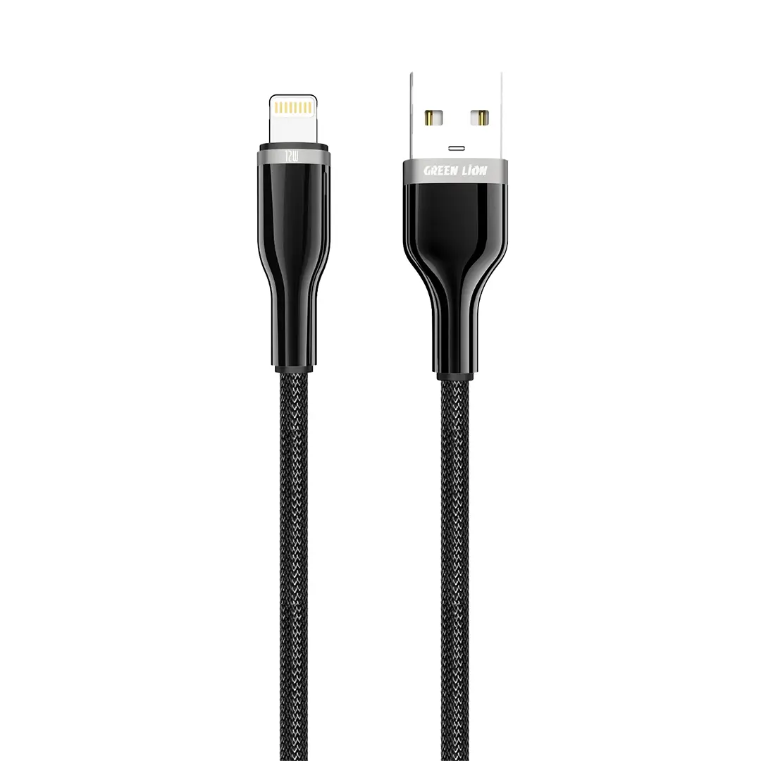 Green Lion USB A to Lightning Zinc Alloy Braided Cable Black
