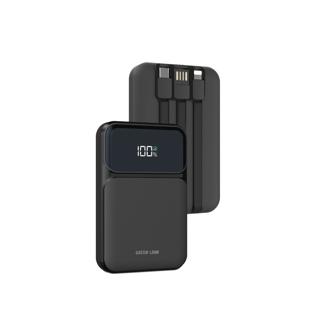 Green Lion 3 in 1 Integrated Power Bank 10000mAh PD 20w Black
