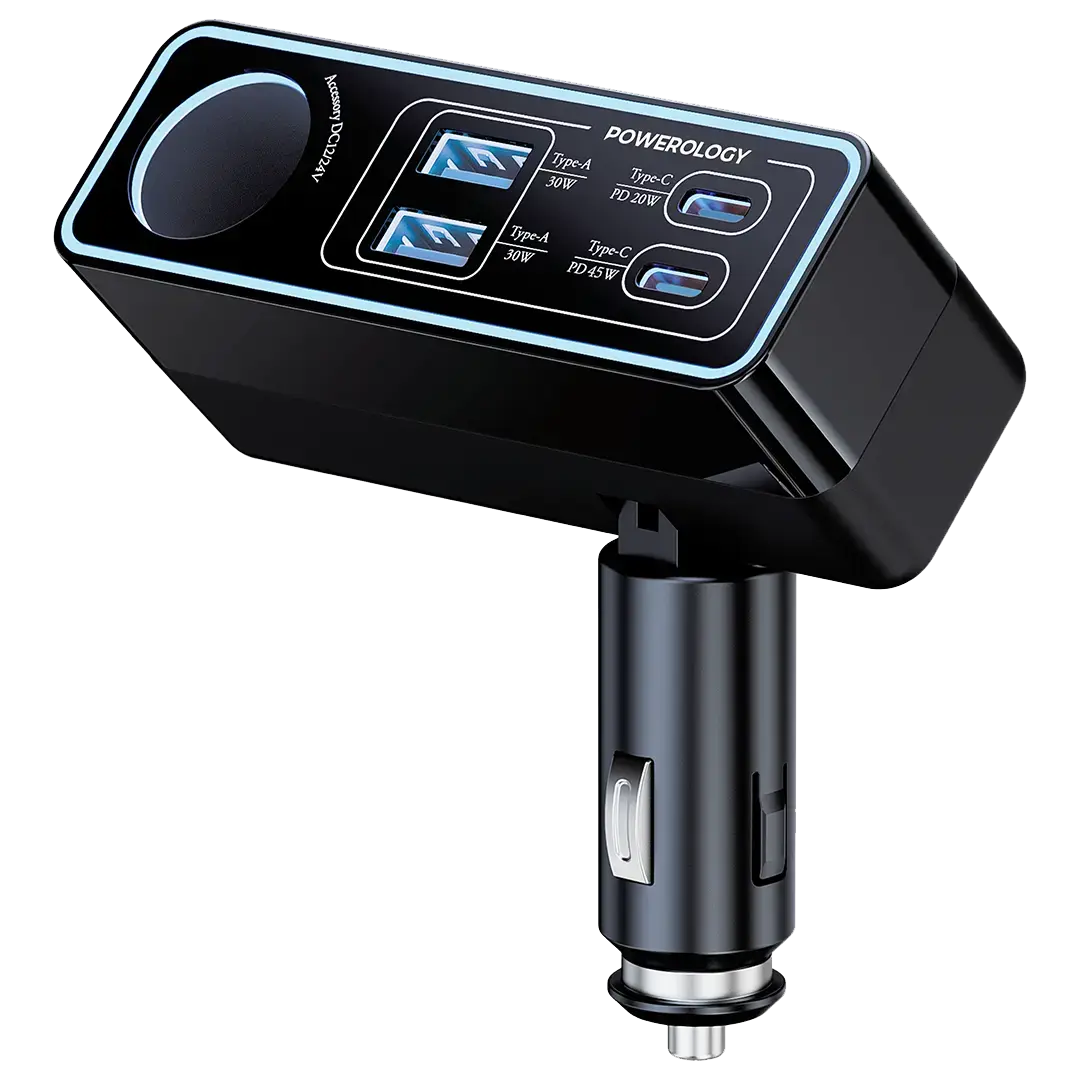 Powerology Brio 125w Multi Port Car Charger Black