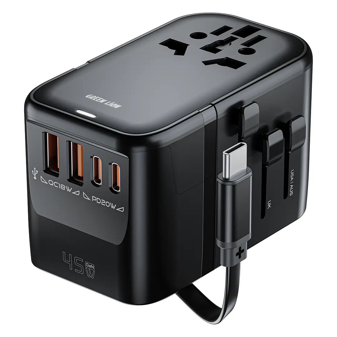 Green Lion Companion 45 Universal Travel Adapter Black
