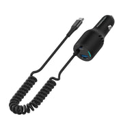 Powerology Pd45w Qc18w Type Ccable 35w LED Dual Ports Car Charger with Coiled Cable Black