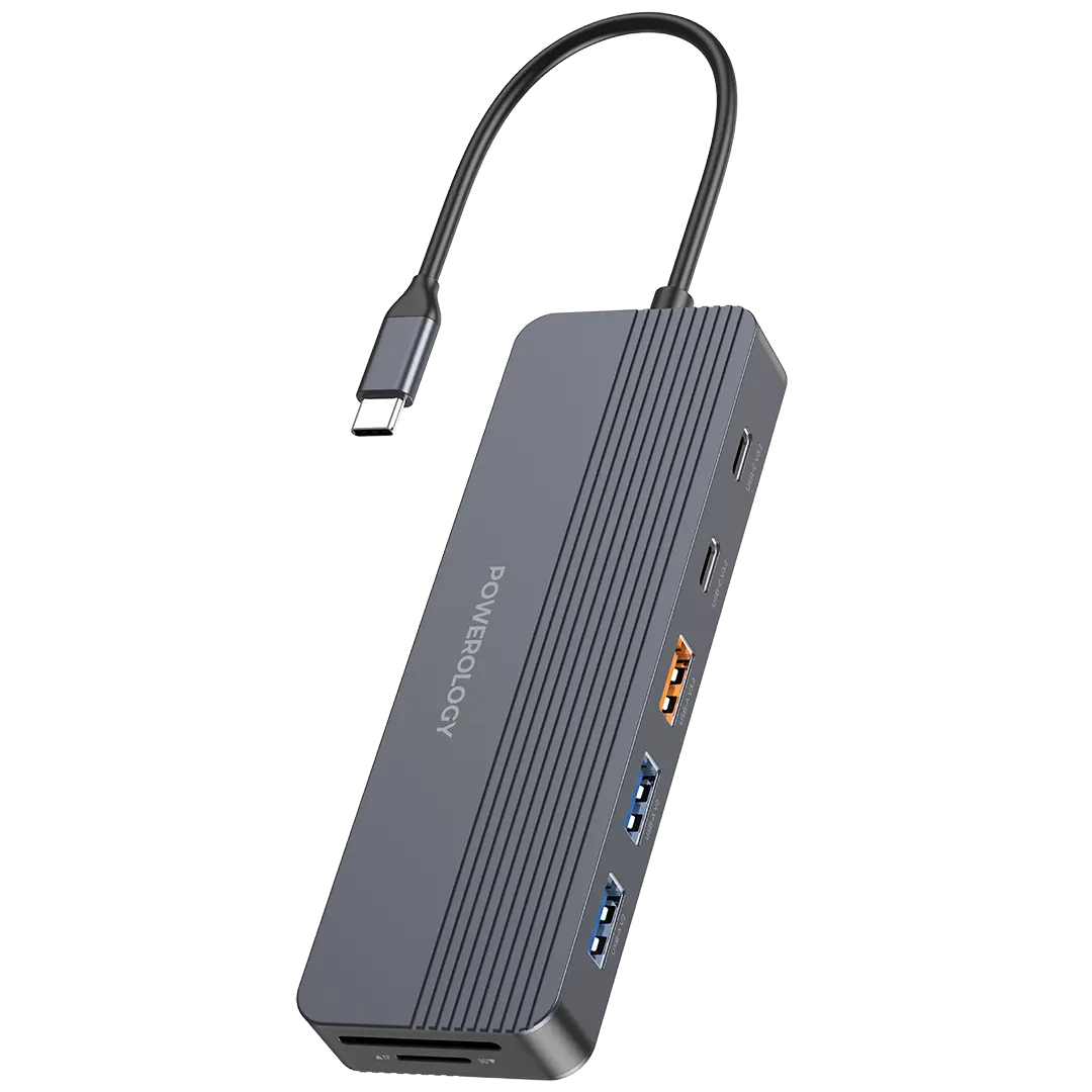 Powerology 12 in 1 USB C Multi Port Hub Gray