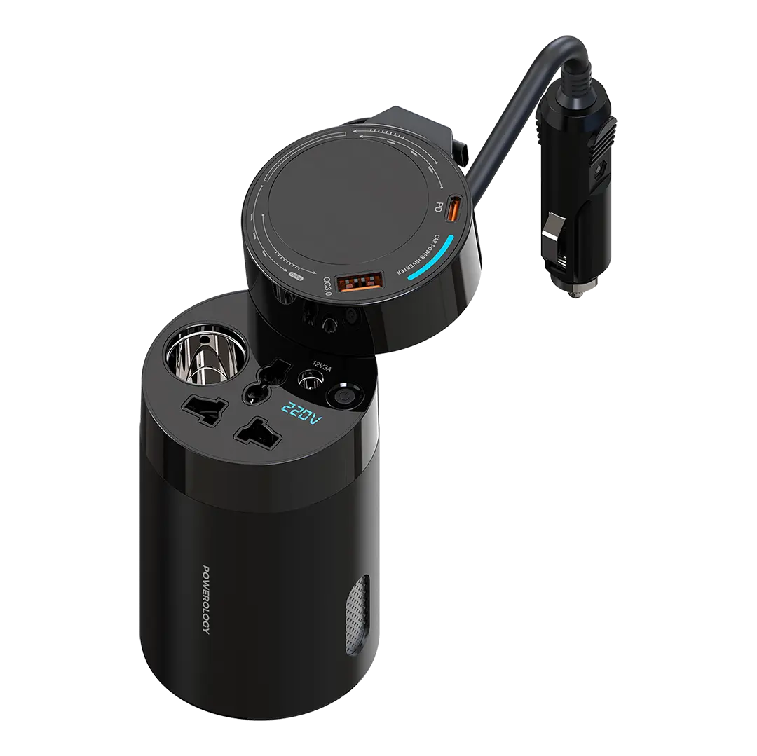 Powerology 200w Universal Car Power Inverter Black