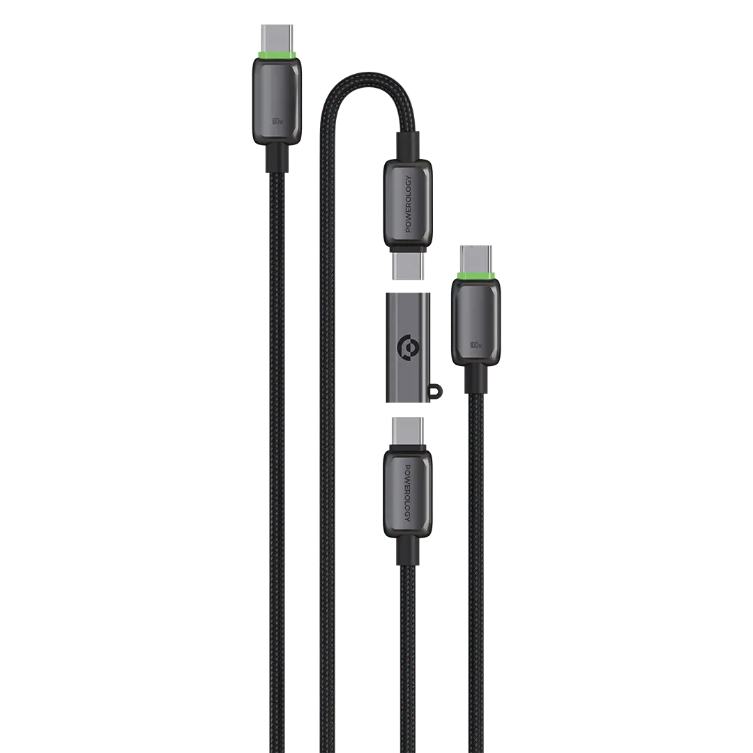 Powerology Argos Dual USB C Cables with Connector Grey