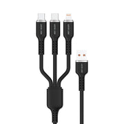 Green Lion 3in1 Silicone Cable USB A to USB Cx2 and Lightning Black