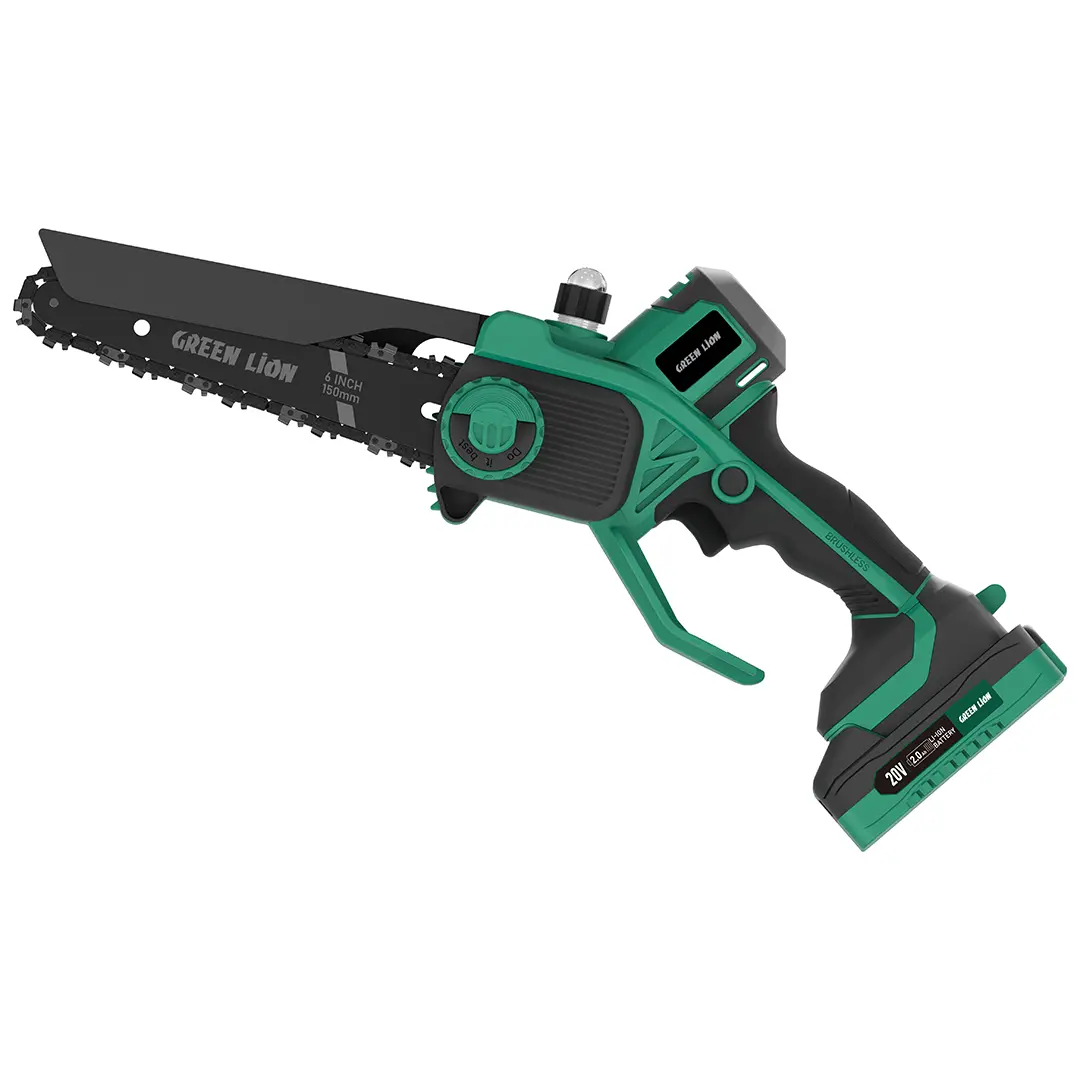 Green Lion GES-6 Cordless Electric Chainsaw 6''Bar 20 V 2.0 Ah Battery
