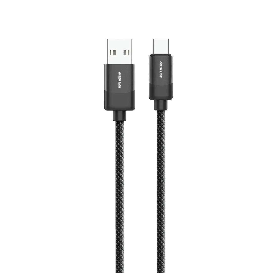 Green Lion USB A to USB C Braided Cable 15w Black