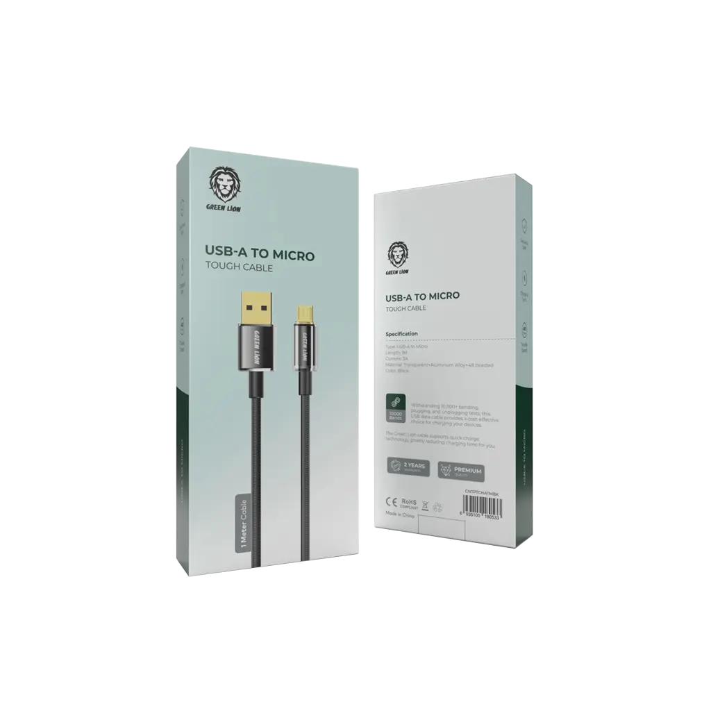 Green Lion USB A to Micro Tough Cable 1m Black