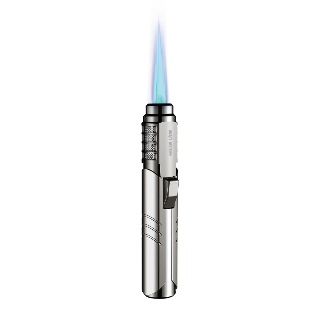 Green Lion Jet Flame Windproof Lighter Silver