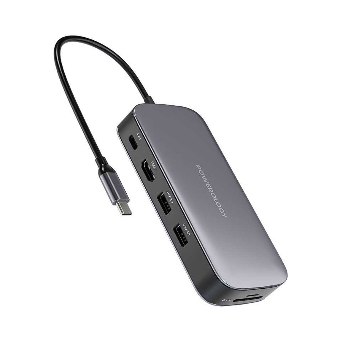 Powerology 512gb USB C Hub Ssd Drive All in One Connectivity Storage PD 100w Gray