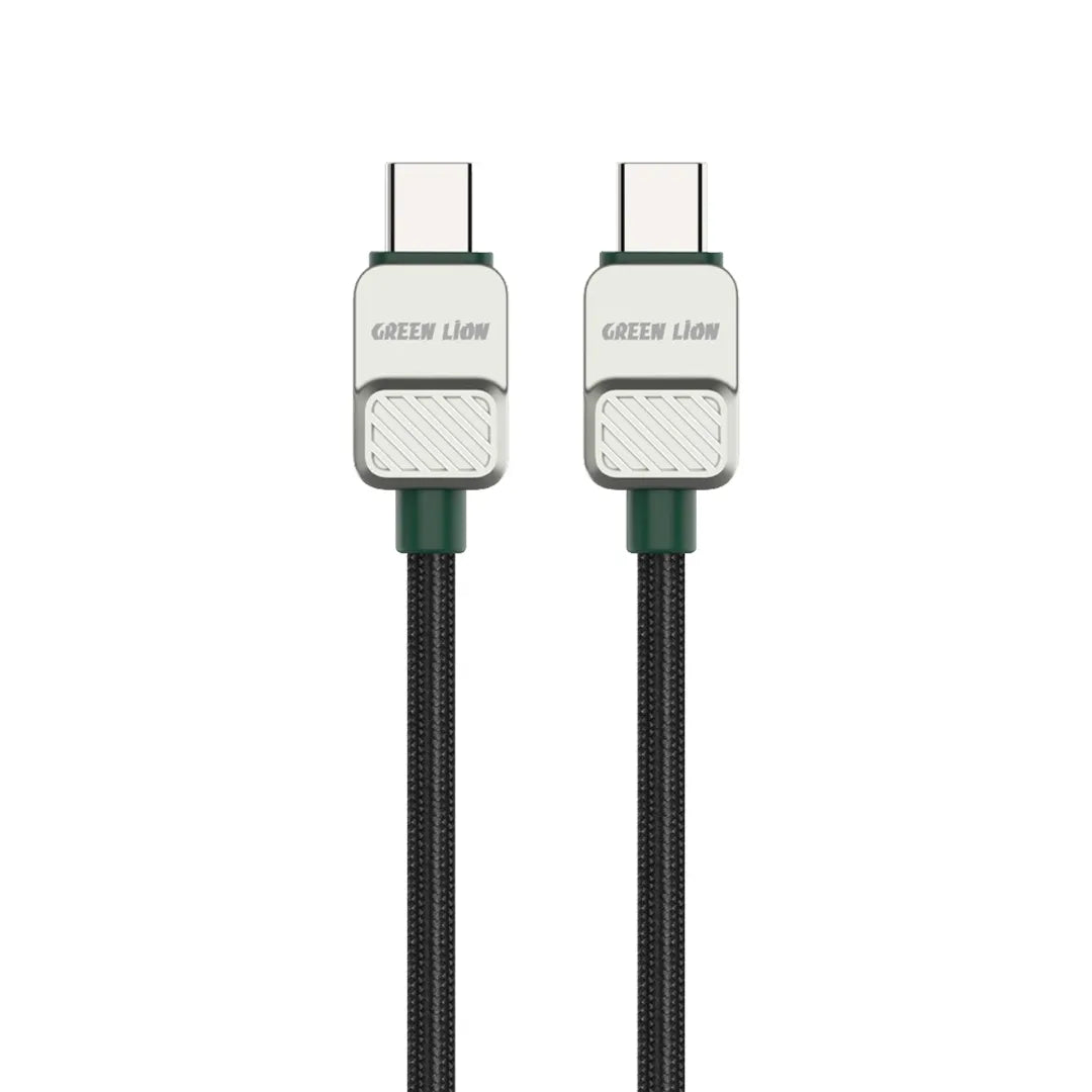 Green Lion USB C to USB C Electroplated Braided Cable Black Dark Green