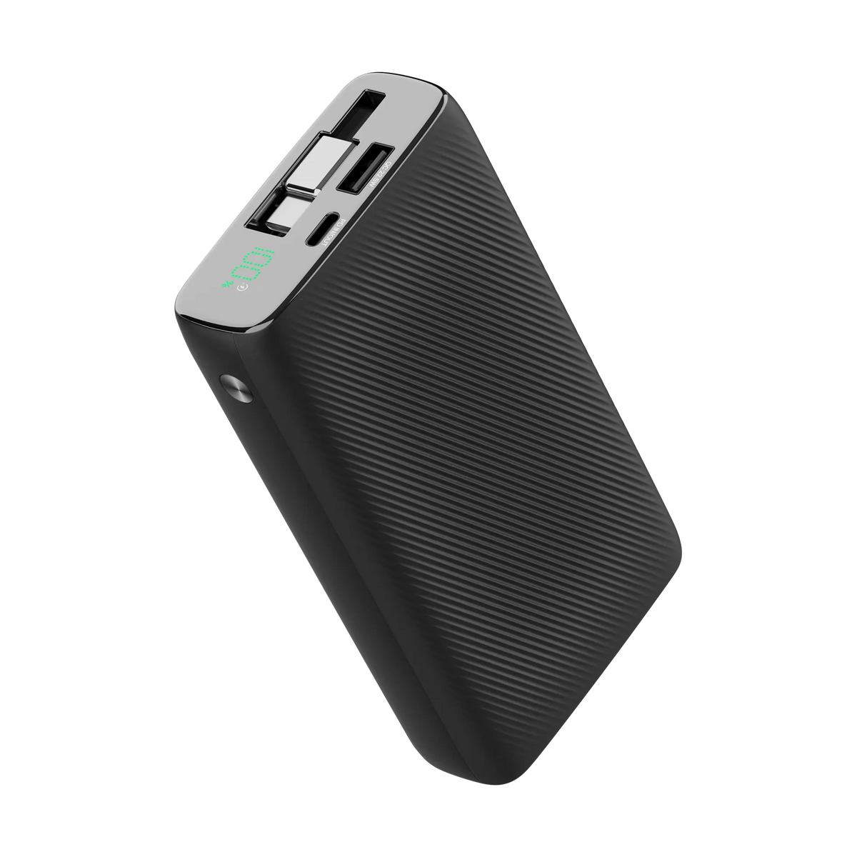Powerology 20000mAh Retractable Cable Power Bank Black
