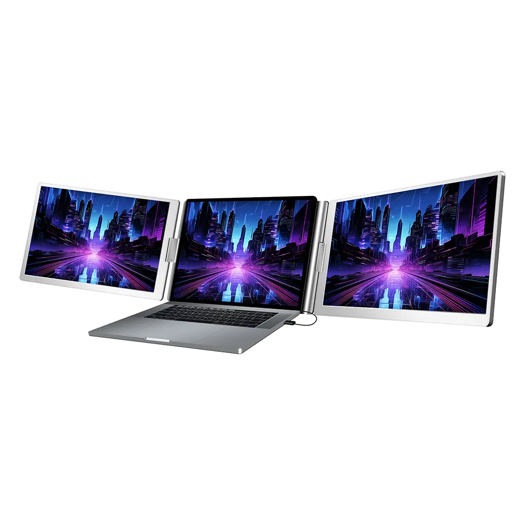Powerology Dual Screen Portable Monitor Silver
