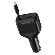 Powerology Cyber 81w USB C Retractable Car Charger Black