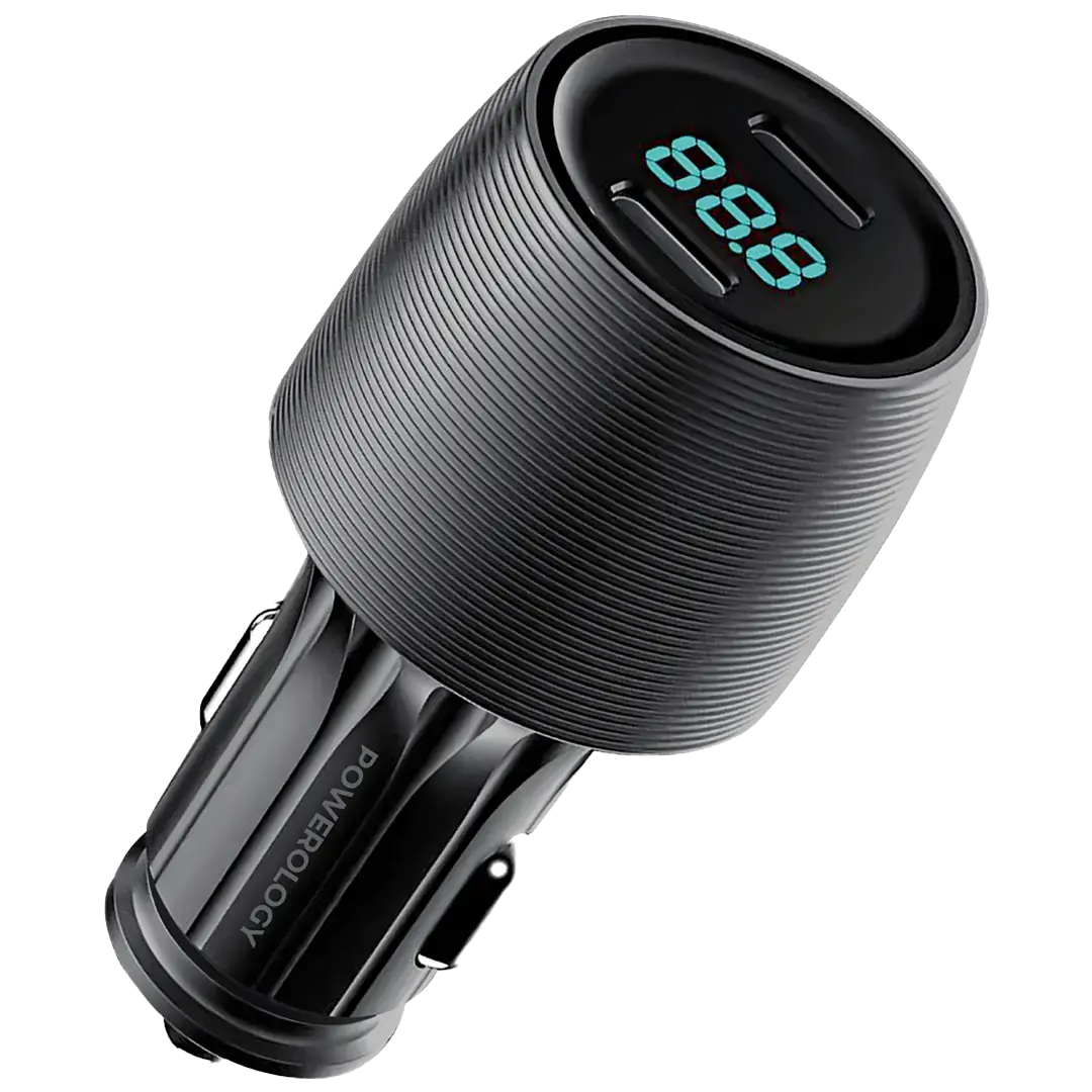 Powerology Velox 66w Dual Port Car Charger Black