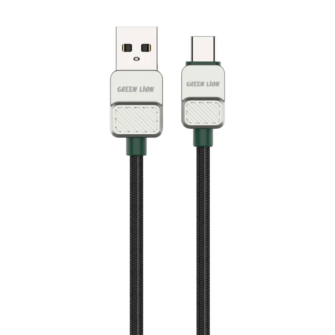 Green Lion USB A to Type C Cable Electroplated Braided 1m 15w Black