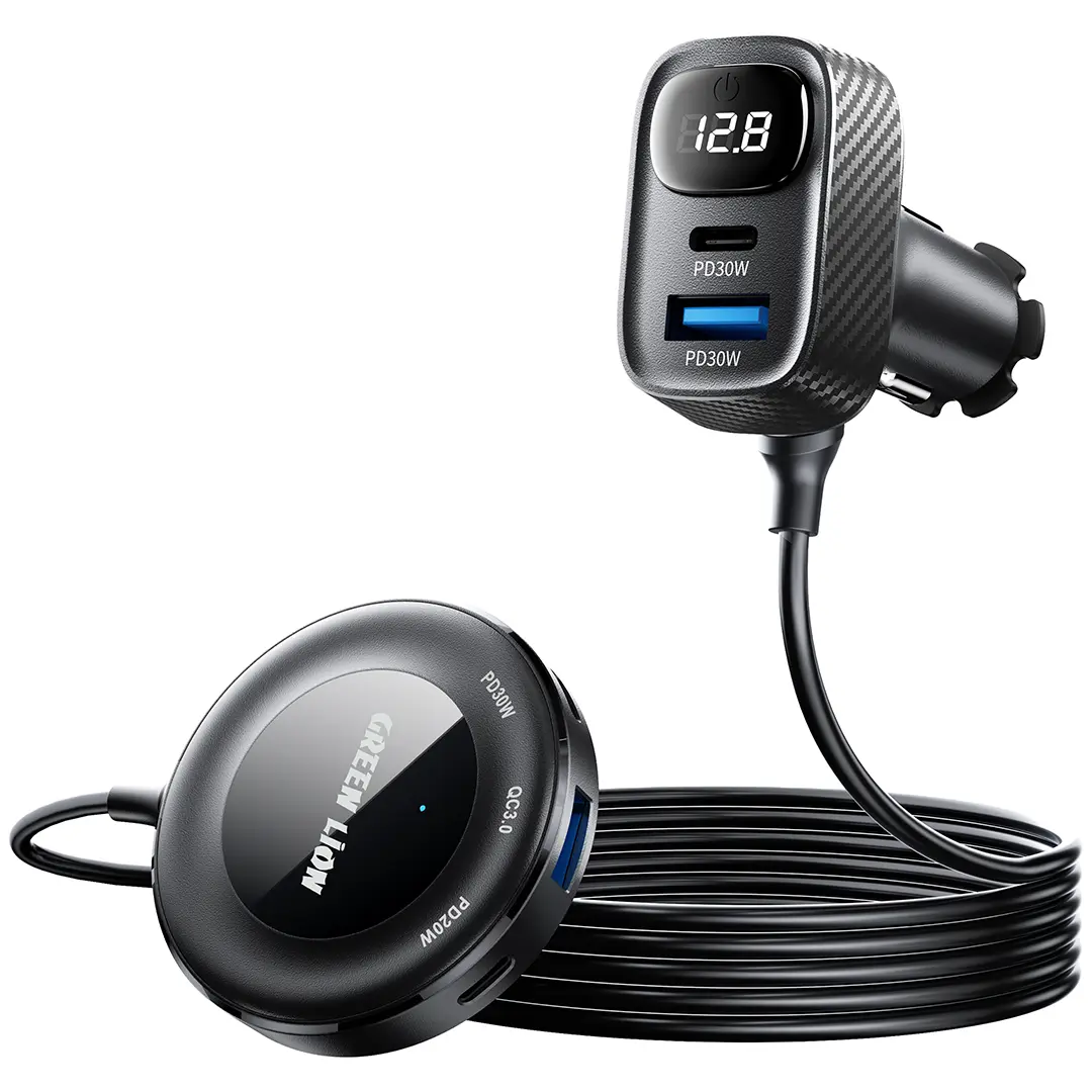 Green Lion 5 in 1 Multiport Car Charger Kit Black