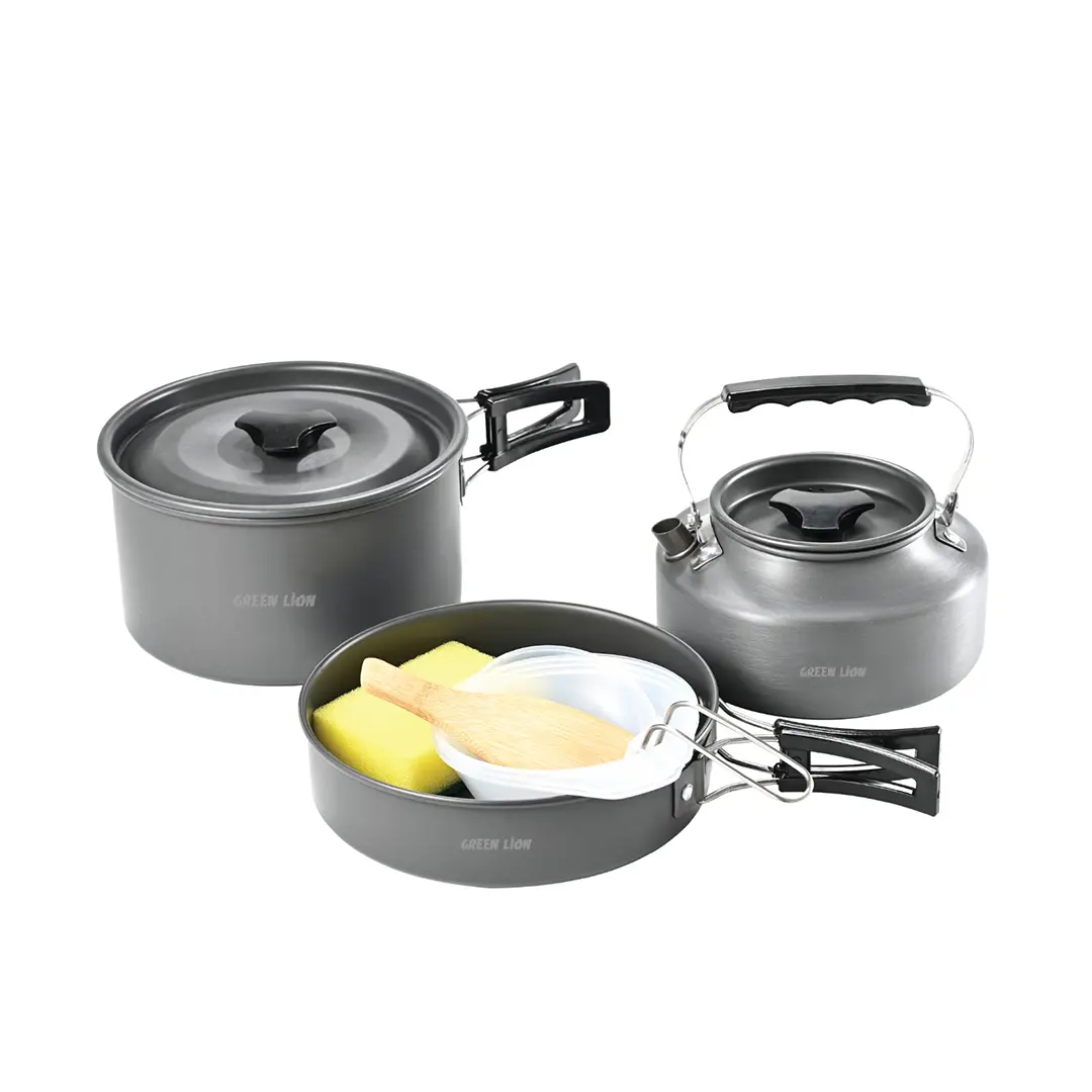 Green Lion 7 in 1 Camping Cookware Black