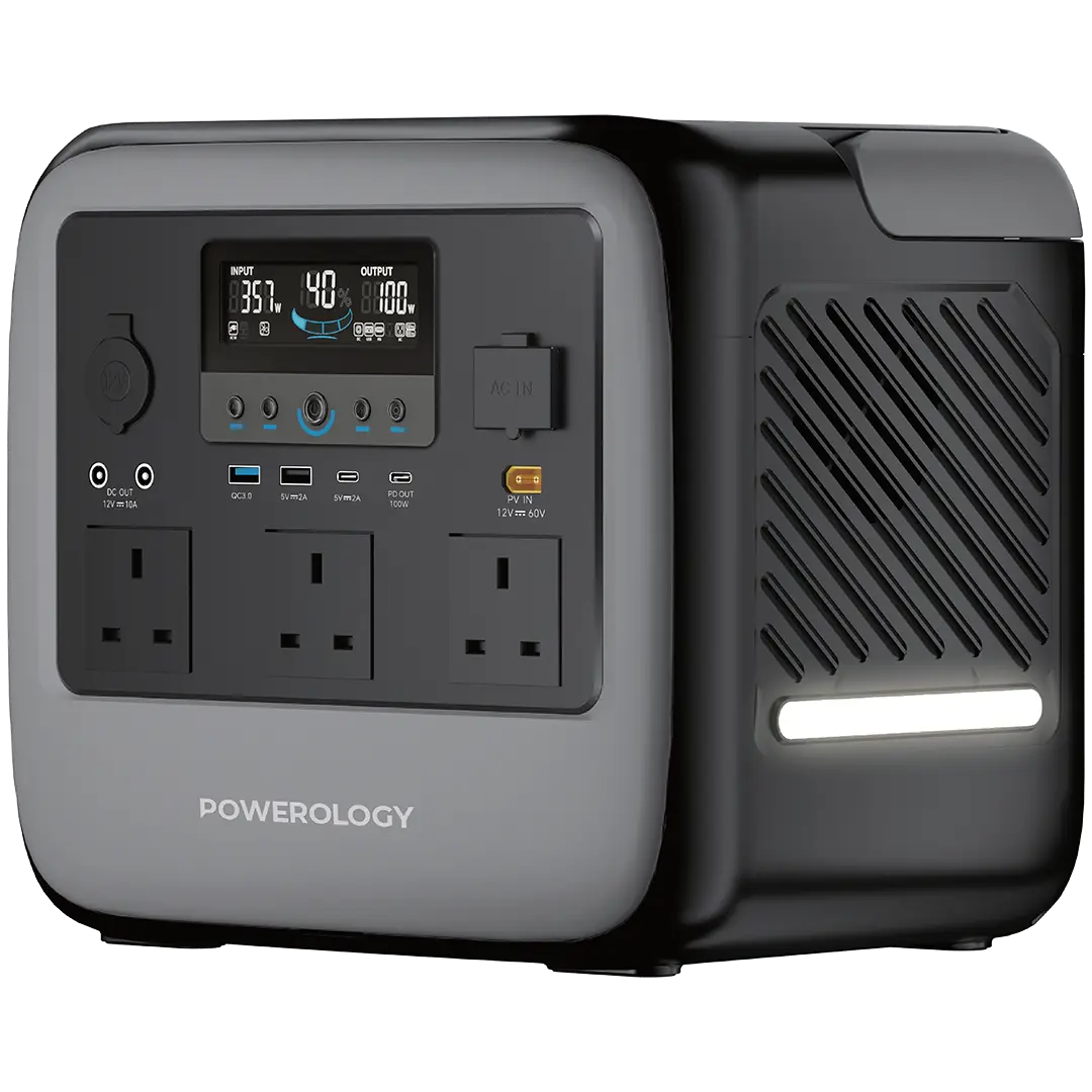 Powerology Pater Iii Portable Power Station 1200w Gray
