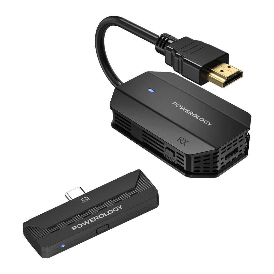 Powerology Wireless Hdmi Type C Adapter Audio Video Black