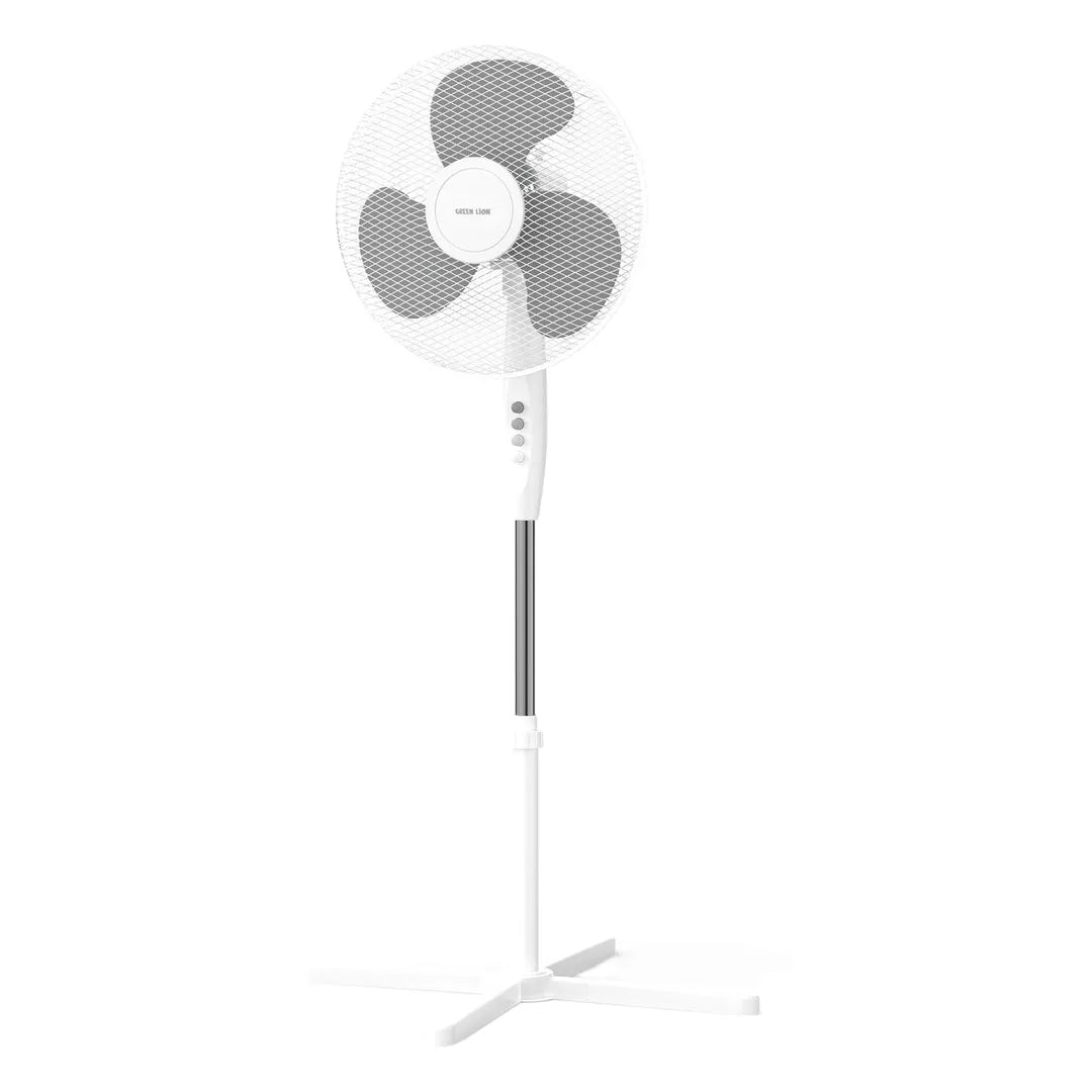 Green Lion Stand Fan 16'' with 110°Auto Oscillation - White