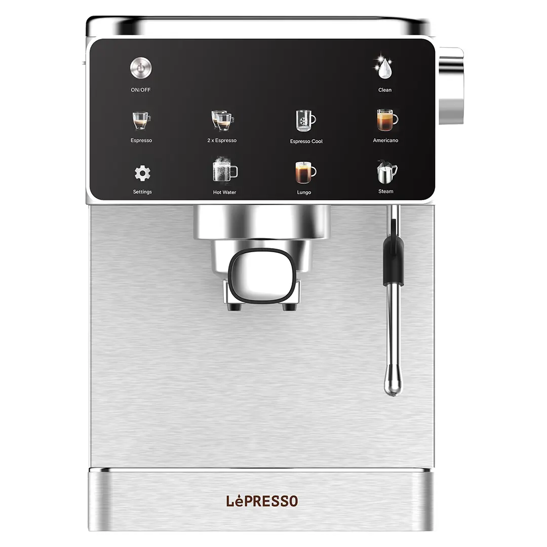 LePresso Macchina Di Lusso Espresso Machine with Steam Wand Silver