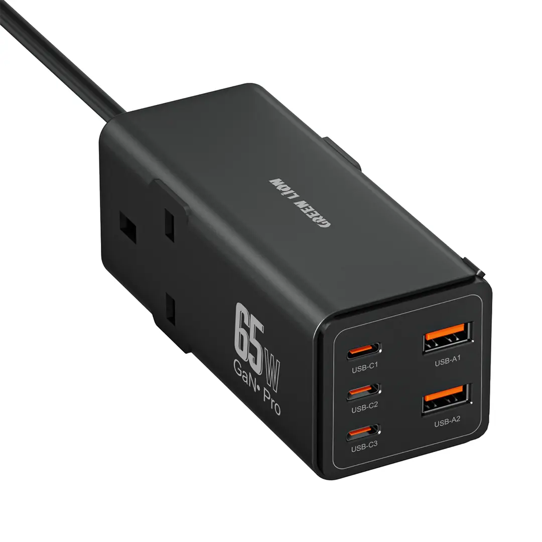 Green Lion 7 in 1 Gan 65w Power Strip Black