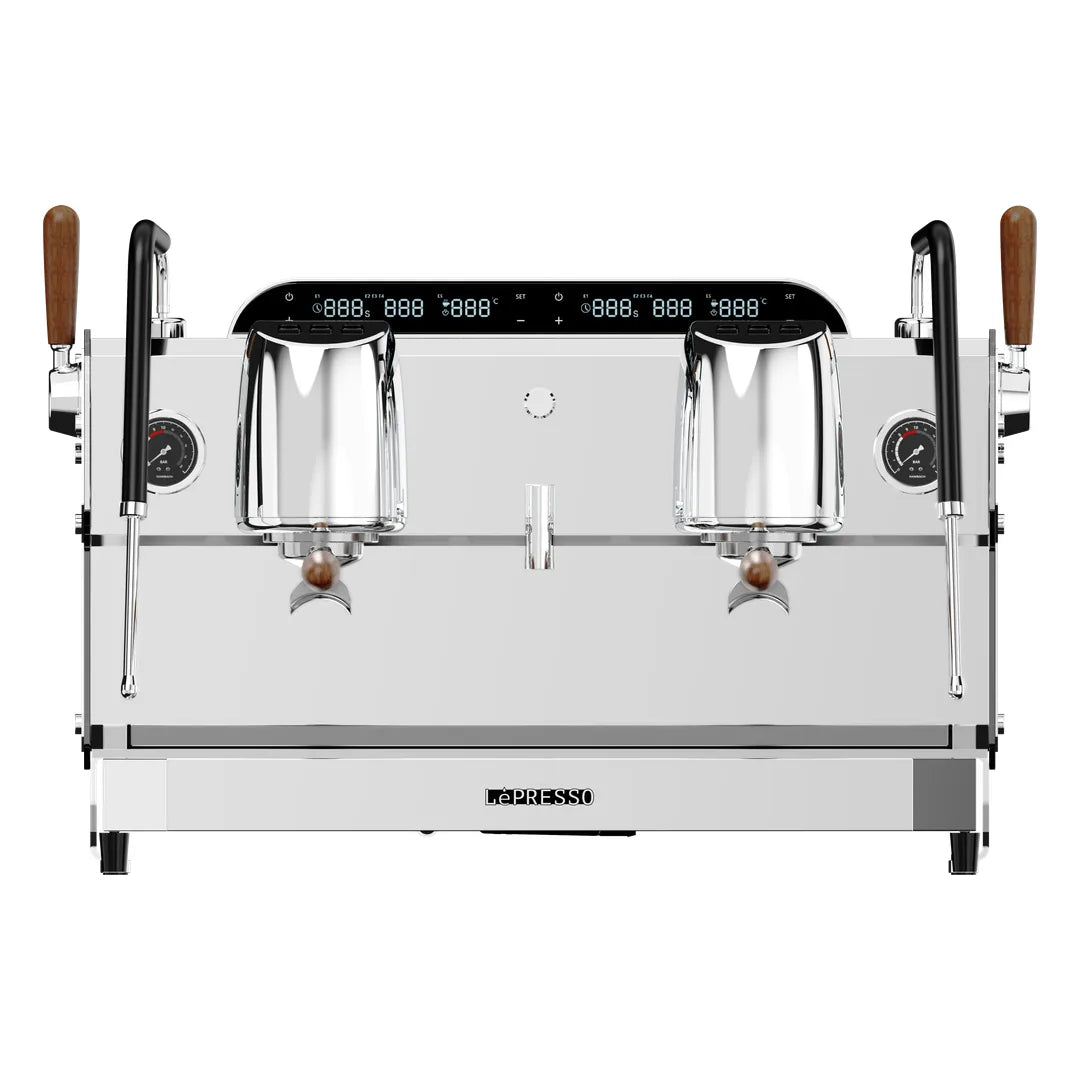 LePresso Argento Due Commercial Semi Automatic Dual Group Head Coffee Machine Silver