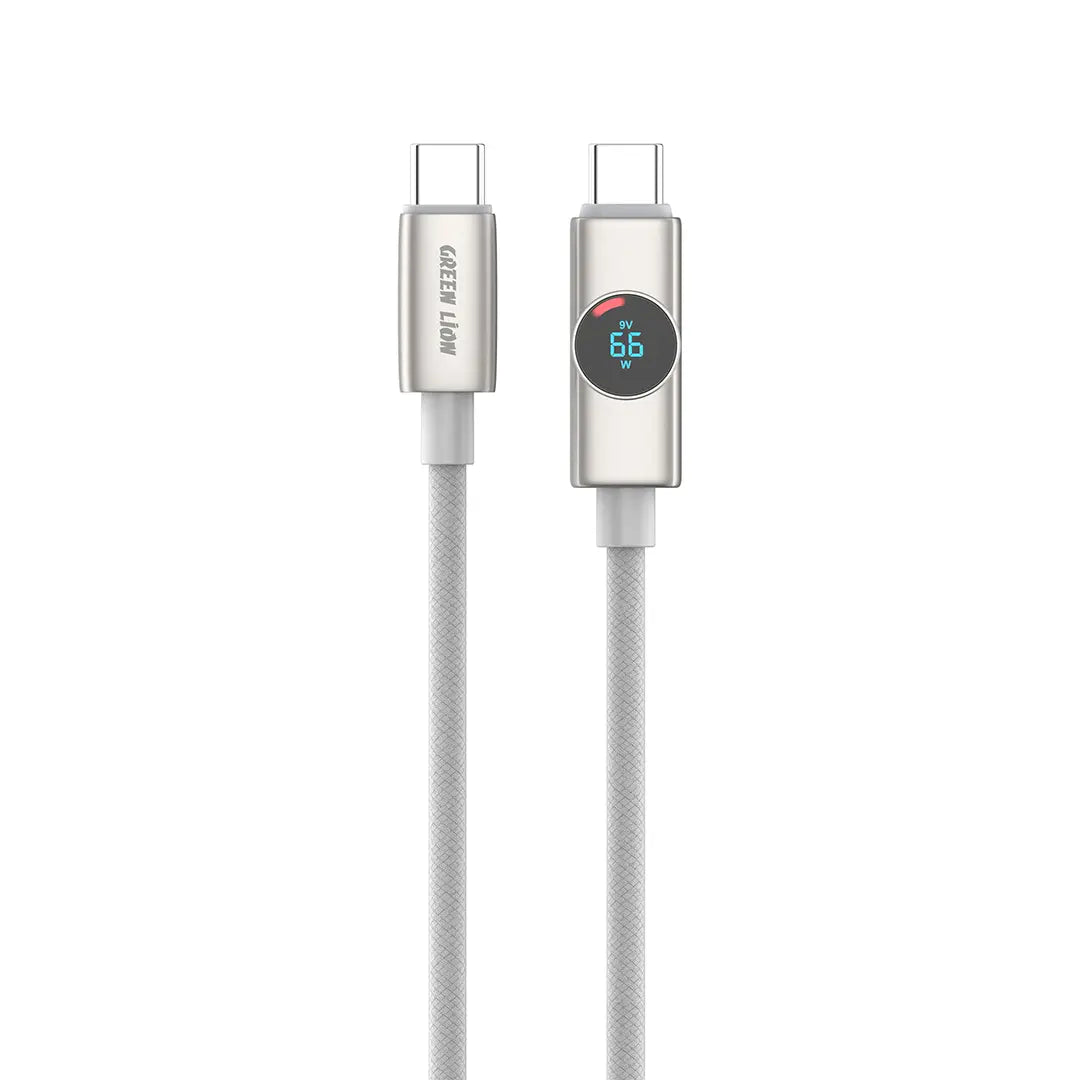 Green Lion Volt Display USB C to USB C Nylon Braided Cable Titanium