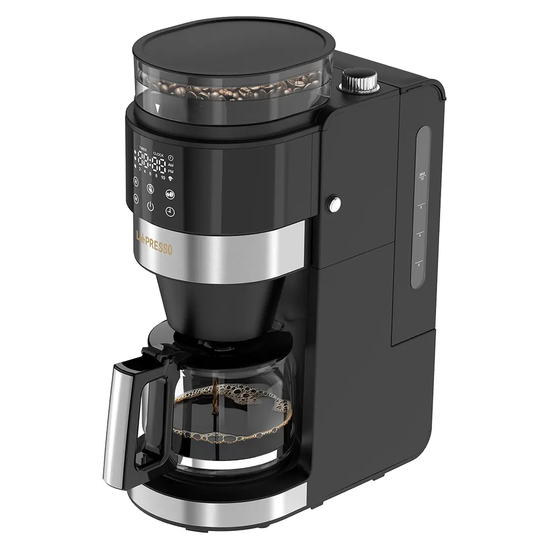 LePresso Coffee Brewer with Bean Grinder Black