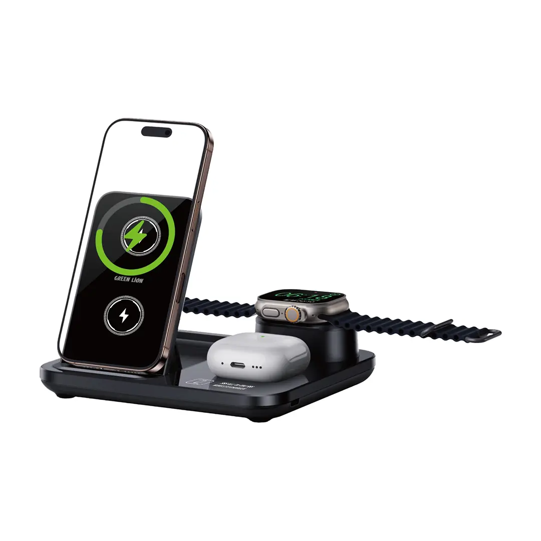 Green Lion 3 In1 Multifunctional Wireless Charger Black