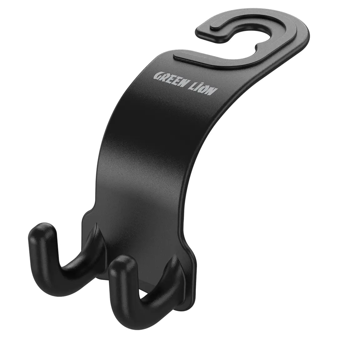 Green Lion Car Headrest Dual Hook Organizer Black