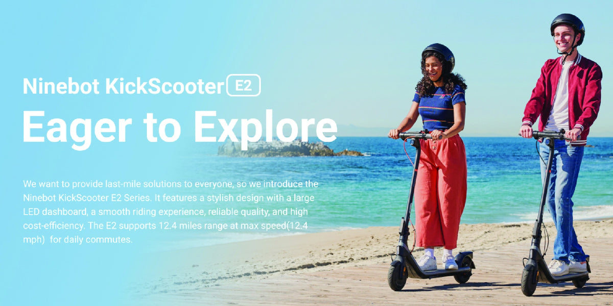 سكوتر كهربائي ناينبيت كيك سكوتر اي 2 بسرعة 20 كم بالساعة من سيجواي Segway Ninebot KickScooter E2 20km/h Max Speed 20km Range Large sized Dashboard 21.6V 162Wh mAh Battery