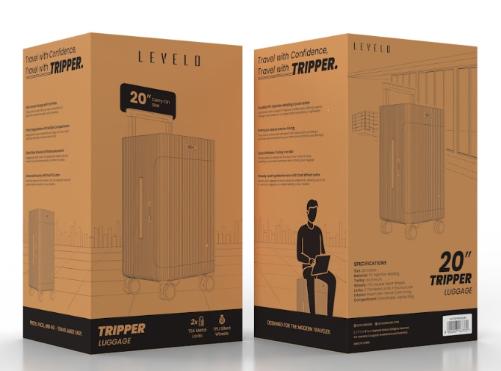 حقيبة سفر ليفيلو Tripper مقاس 20 بوصة بأقفال TSA – أسود – تفاصيل المنتج والعبوة