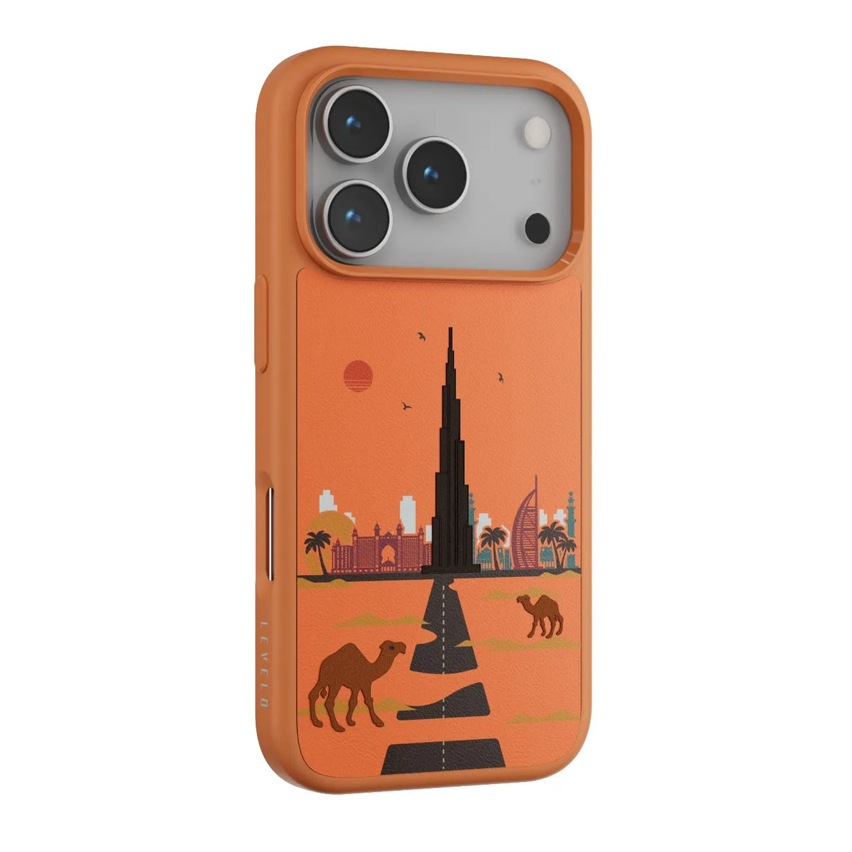 كفر ليفيلو Vallo بتطريز دبي لآيفون 17 برو وبرو ماكس – تفاصيل المنتج والعبوة