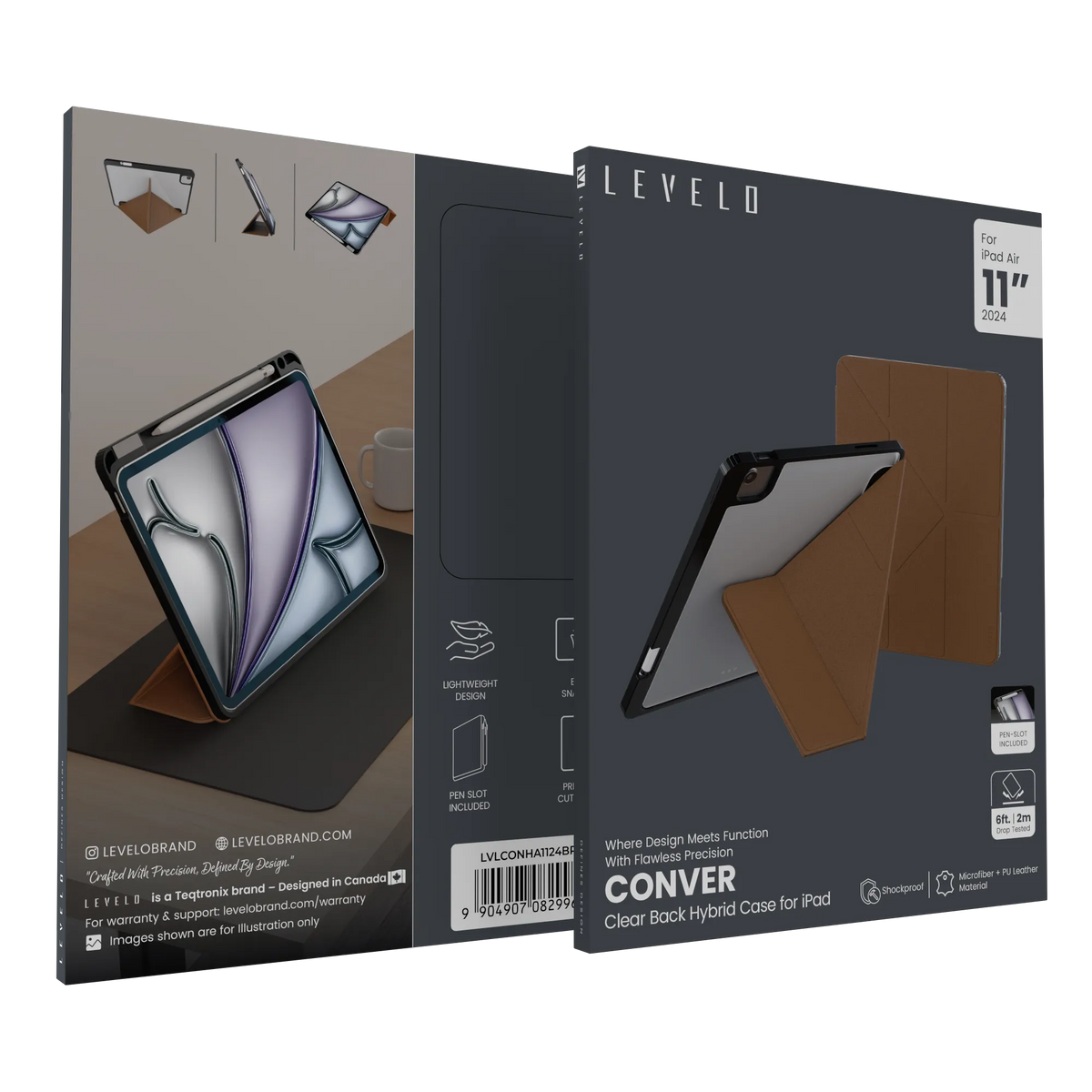 كفر ليفيلو Conver بظهر شفاف لآيباد Air وPro إصدار 2024 – تفاصيل المنتج والعبوة