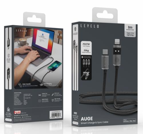 كابل ليفيلو Auge من USB-C إلى Lightning بقدرة 27 واط وطول متر – تفاصيل المنتج والعبوة